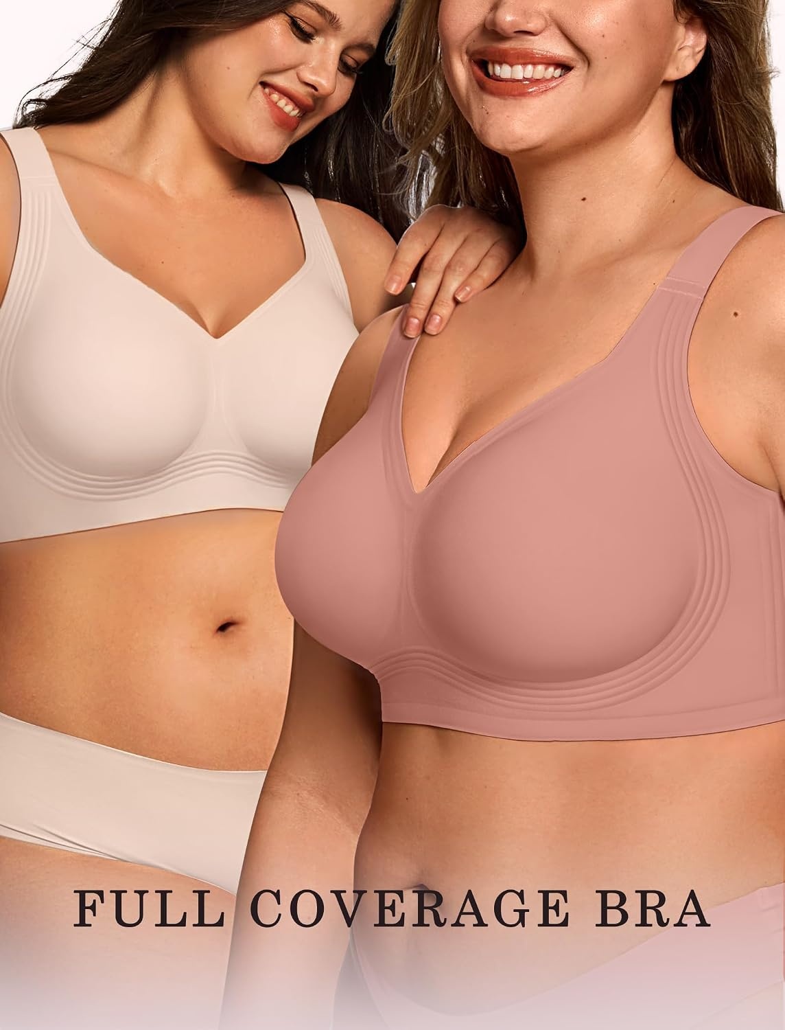 image:imageOEAK Womens Wireless Jelly Bras Plus Size Support Push Up Comfortable BraDusty Pink