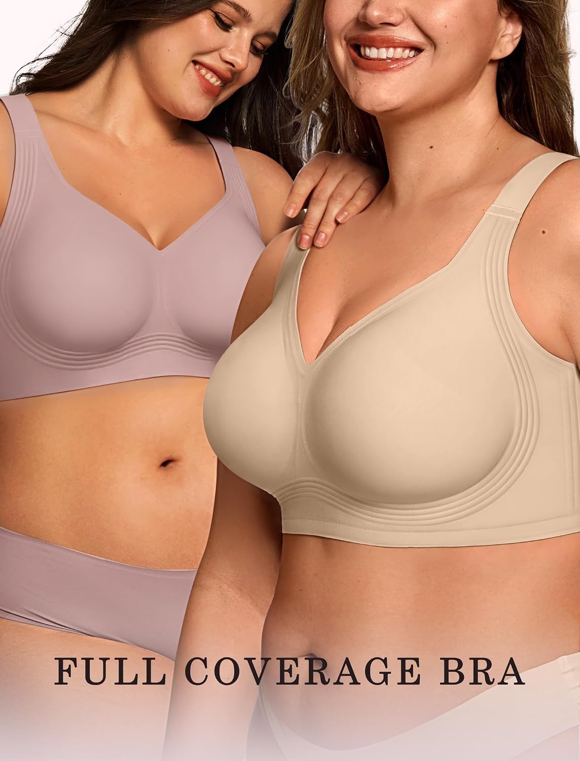 image:imageOEAK Womens Wireless Jelly Bras Plus Size Support Push Up Comfortable BraDusty Rose