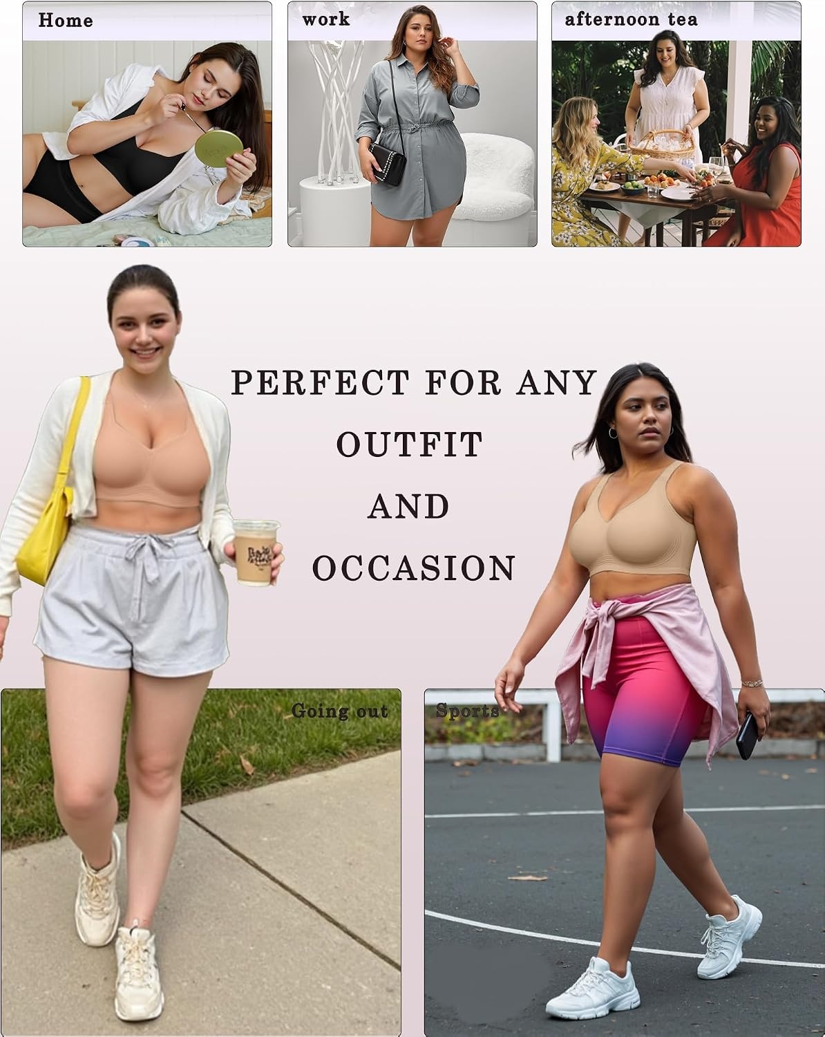 image:imageOEAK Womens Wireless Jelly Bras Plus Size Support Push Up Comfortable BraHoney
