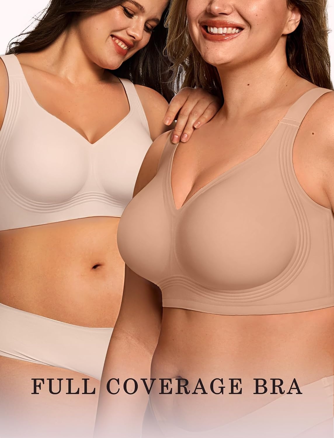 image:imageOEAK Womens Wireless Jelly Bras Plus Size Support Push Up Comfortable BraHoney
