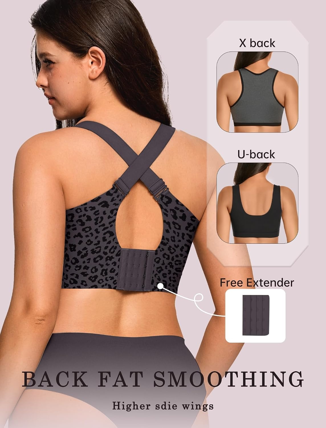 image:imageOEAK Womens Wireless Jelly Bras Plus Size Support Push Up Comfortable BraLeopard Black