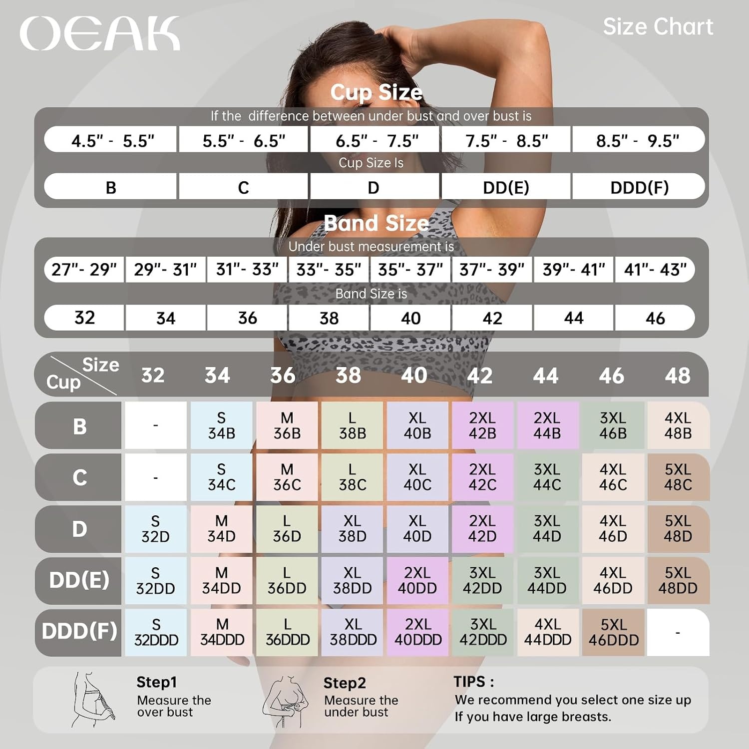 image:imageOEAK Womens Wireless Jelly Bras Plus Size Support Push Up Comfortable BraLeopard Grey