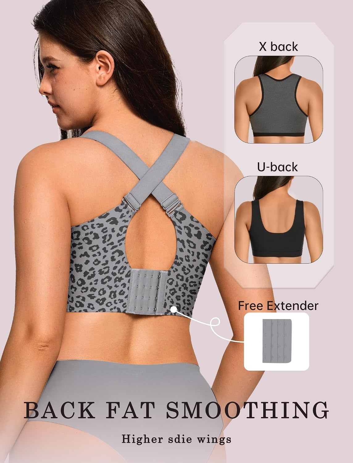 image:imageOEAK Womens Wireless Jelly Bras Plus Size Support Push Up Comfortable BraLeopard Grey