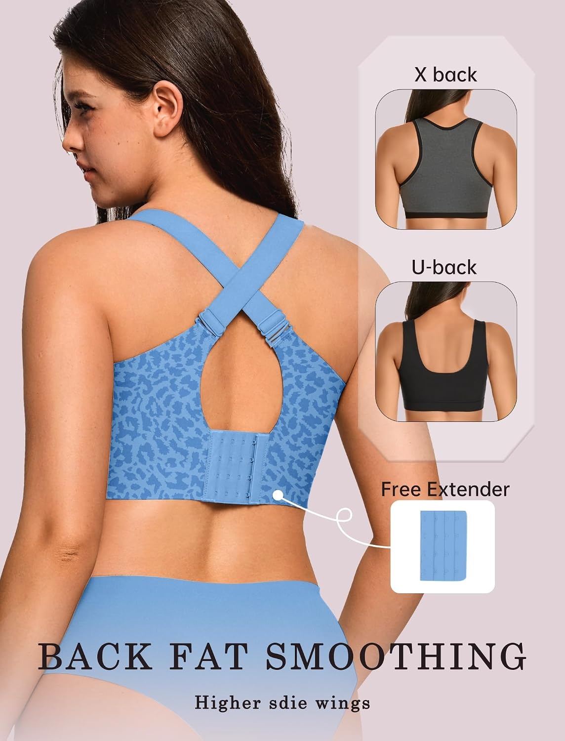image:imageOEAK Womens Wireless Jelly Bras Plus Size Support Push Up Comfortable BraLeopard Sky Blue