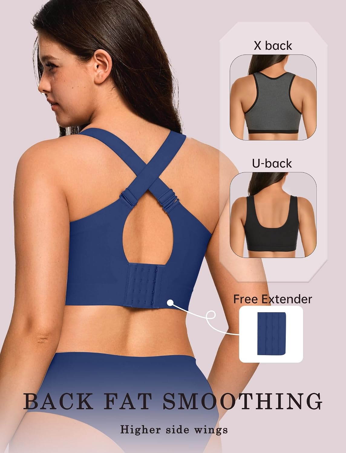 image:imageOEAK Womens Wireless Jelly Bras Plus Size Support Push Up Comfortable BraNavy Blue
