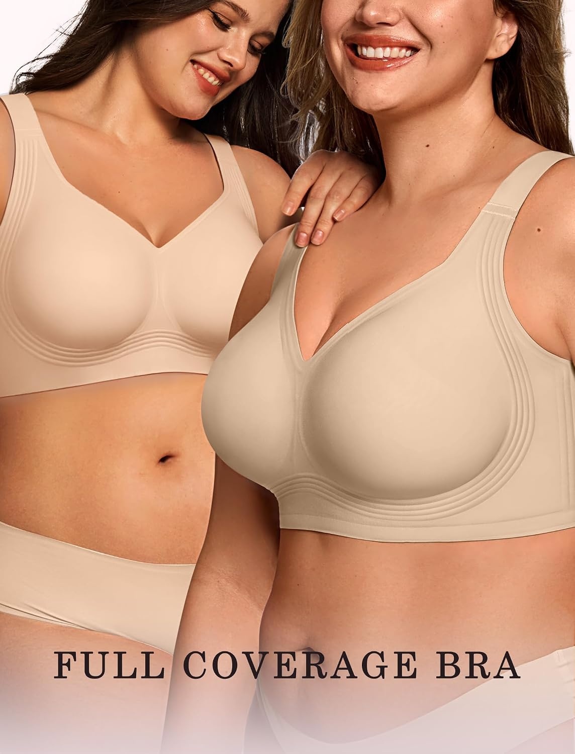 image:imageOEAK Womens Wireless Jelly Bras Plus Size Support Push Up Comfortable BraNude