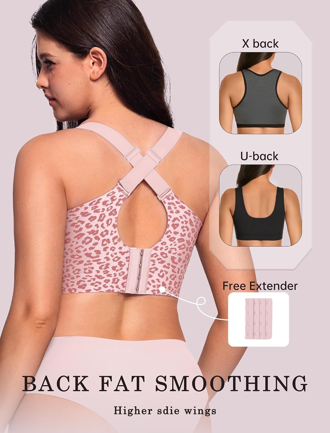 image:imageOEAK Womens Wireless Jelly Bras Plus Size Support Push Up Comfortable BraPink Leopard