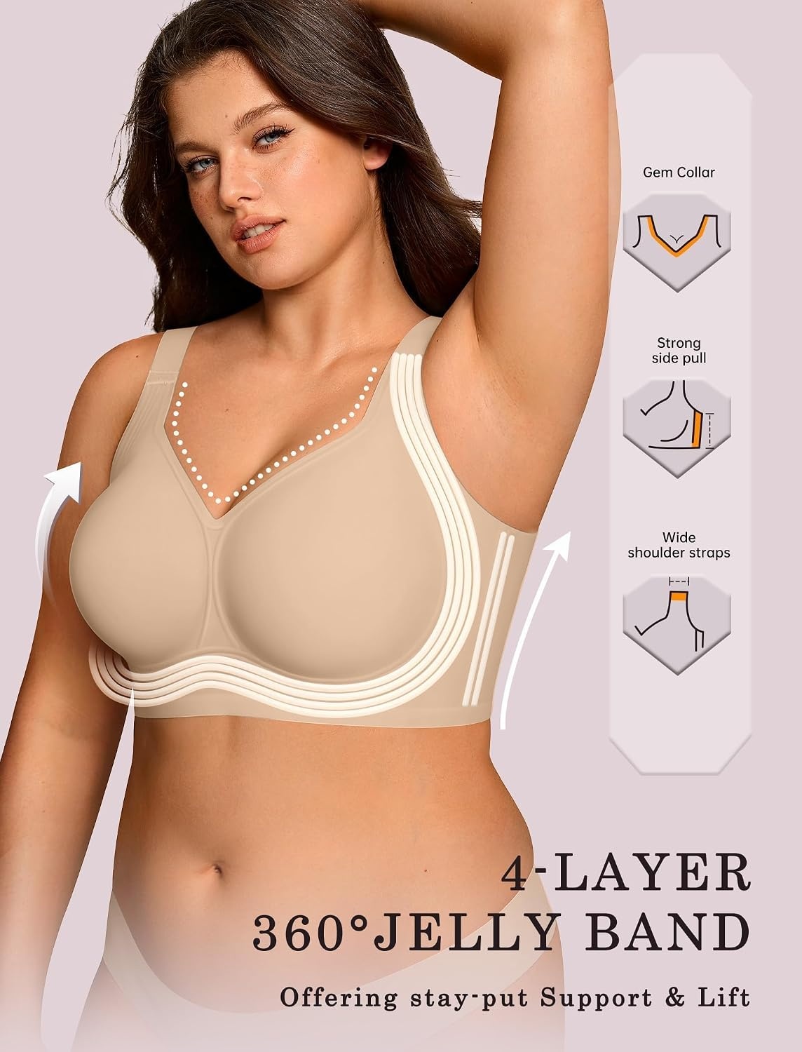 image:imageOEAK Womens Wireless Jelly Bras Plus Size Support Push Up Comfortable BraSemolina