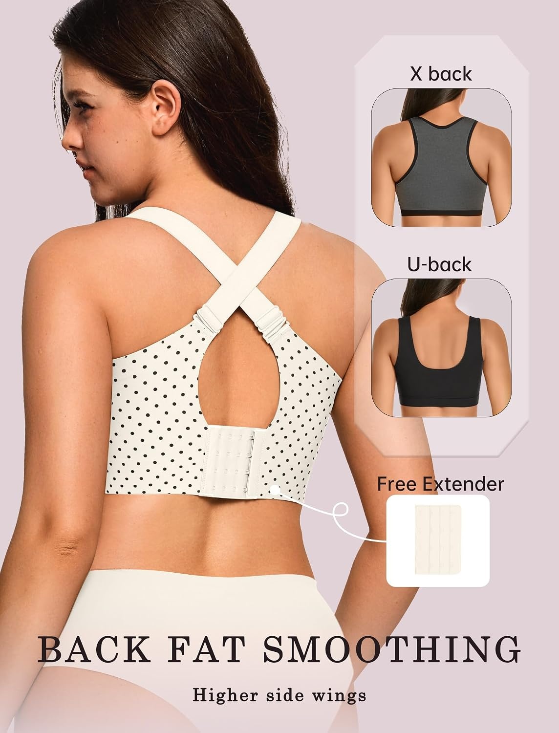 image:imageOEAK Womens Wireless Jelly Bras Plus Size Support Push Up Comfortable BraWhite Polka Dot