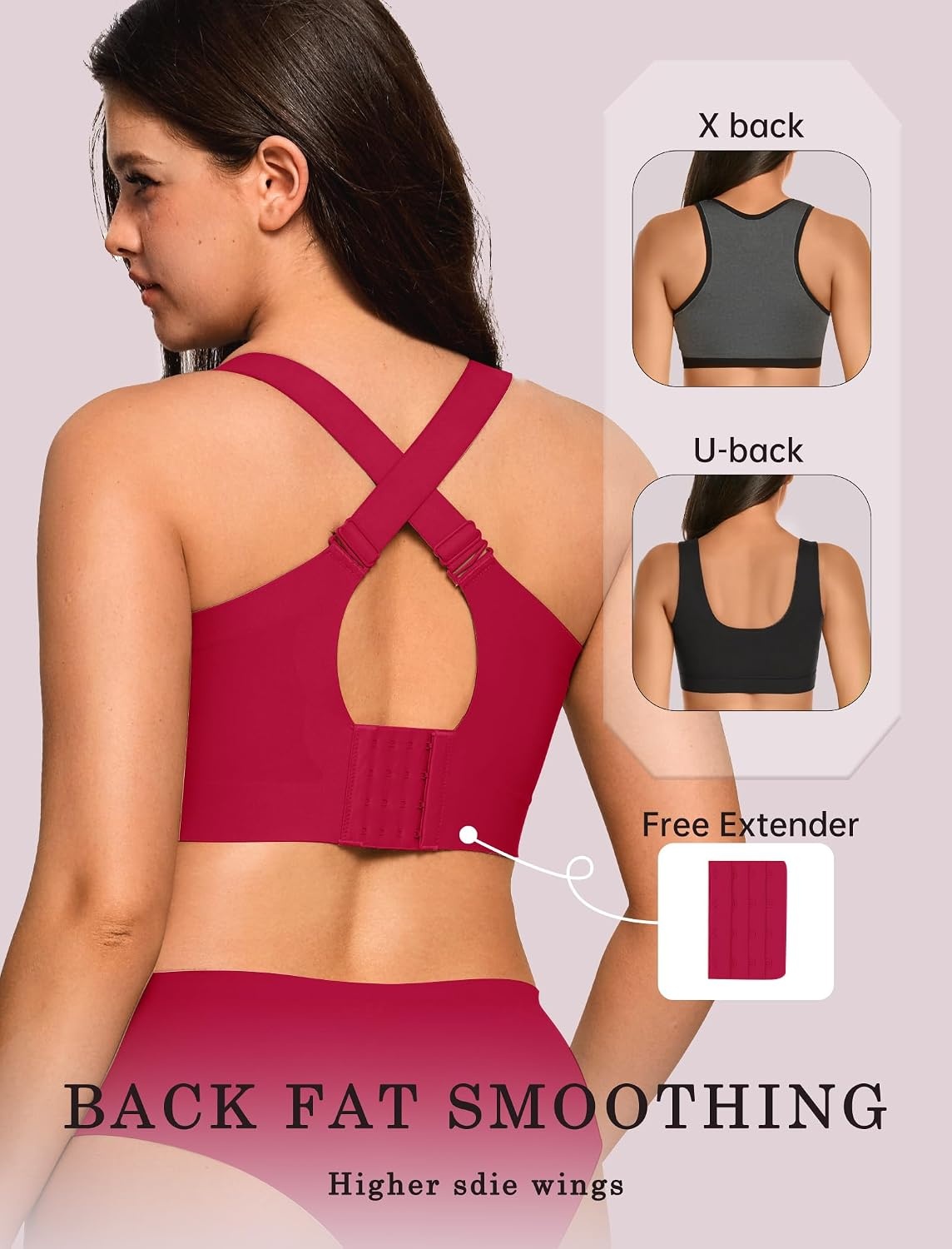 image:imageOEAK Womens Wireless Jelly Bras Plus Size Support Push Up Comfortable BraWine Red