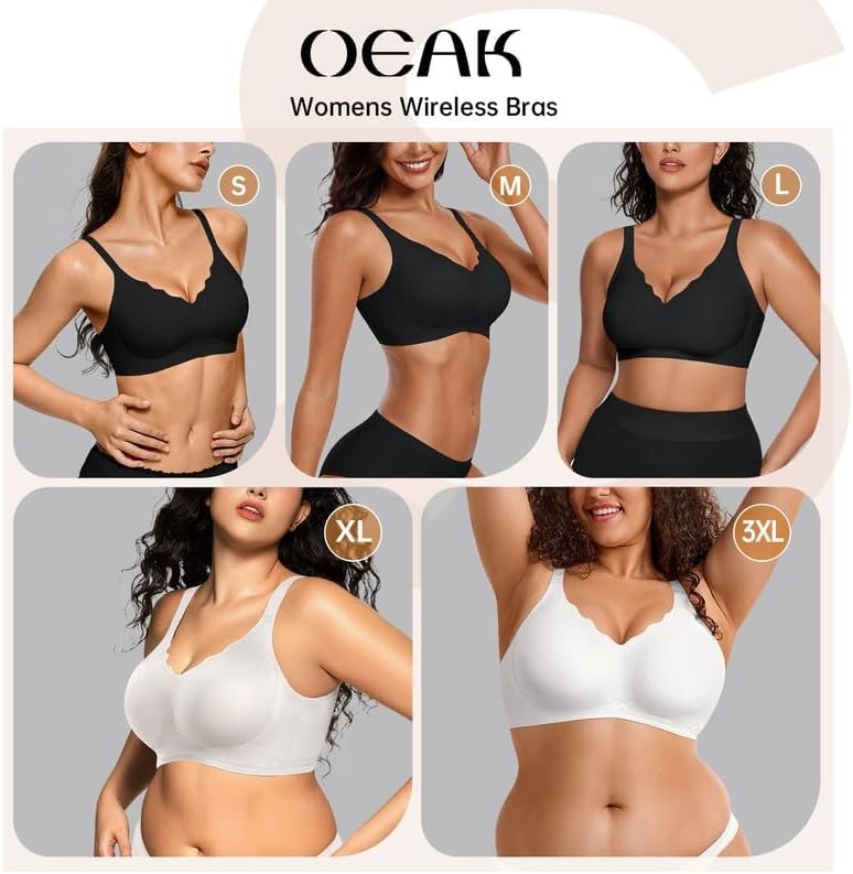 image:imageOEAK Womens Wireless Push Up Bras amp Tummy Control Shapewear Seamless Black M