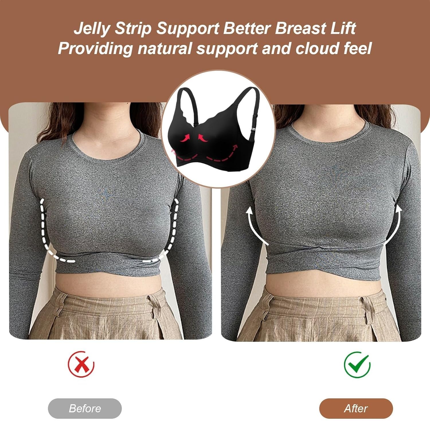 image:imageOEAK Womens Wireless Push Up Bras amp Tummy Control Shapewear Seamless Black M