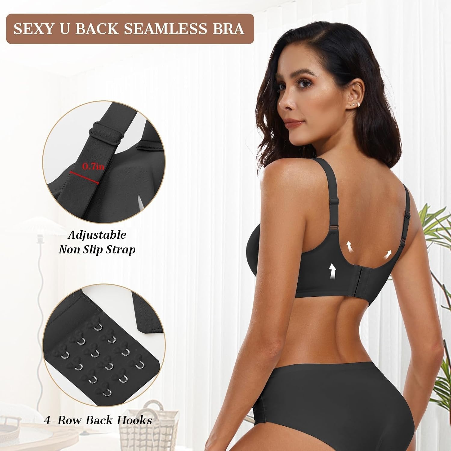 image:imageOEAK Womens Wireless Push Up Bras amp Tummy Control Shapewear Seamless Black XL