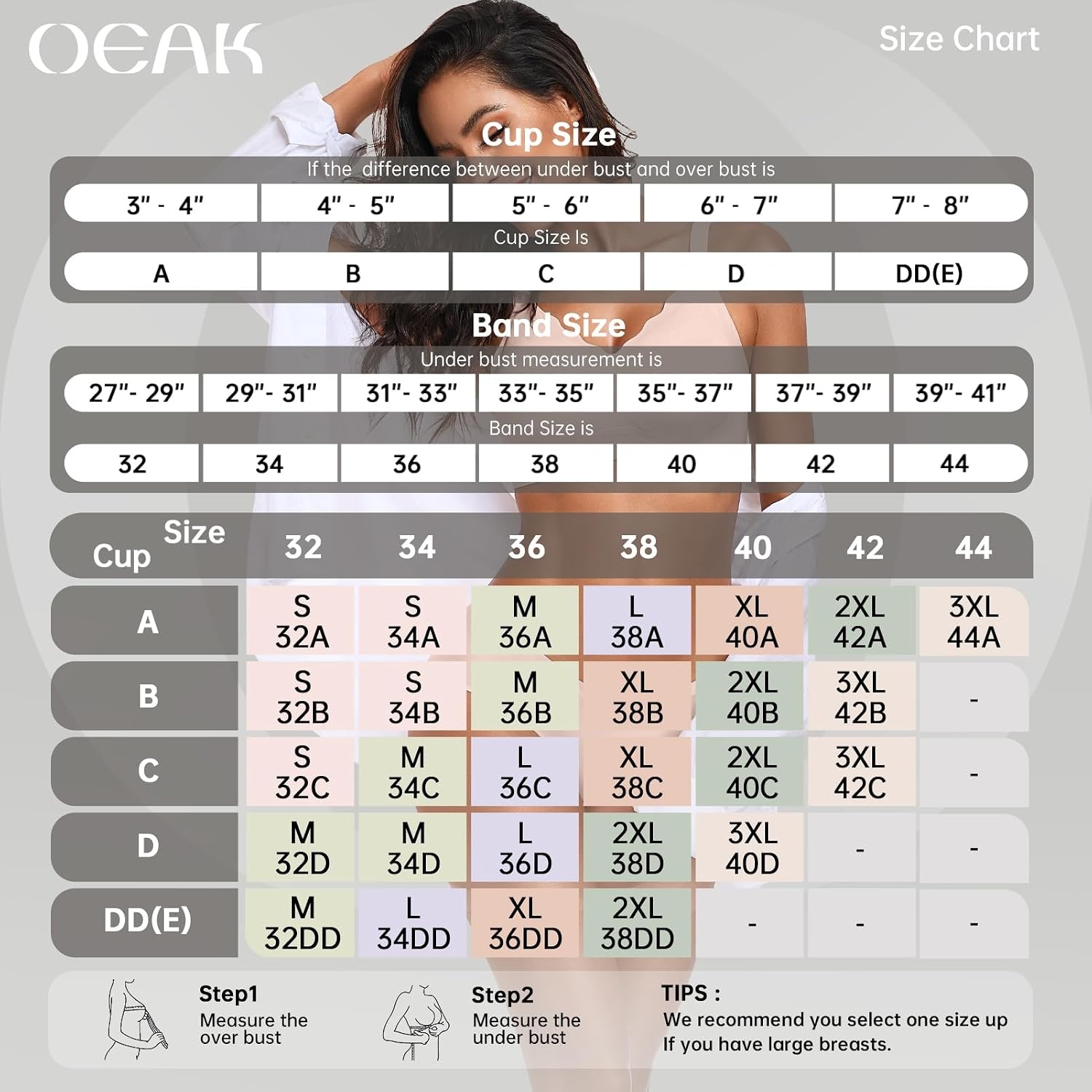 image:imageOEAK Womens Wireless Push Up Bras amp Tummy Control Shapewear Seamless Nude L