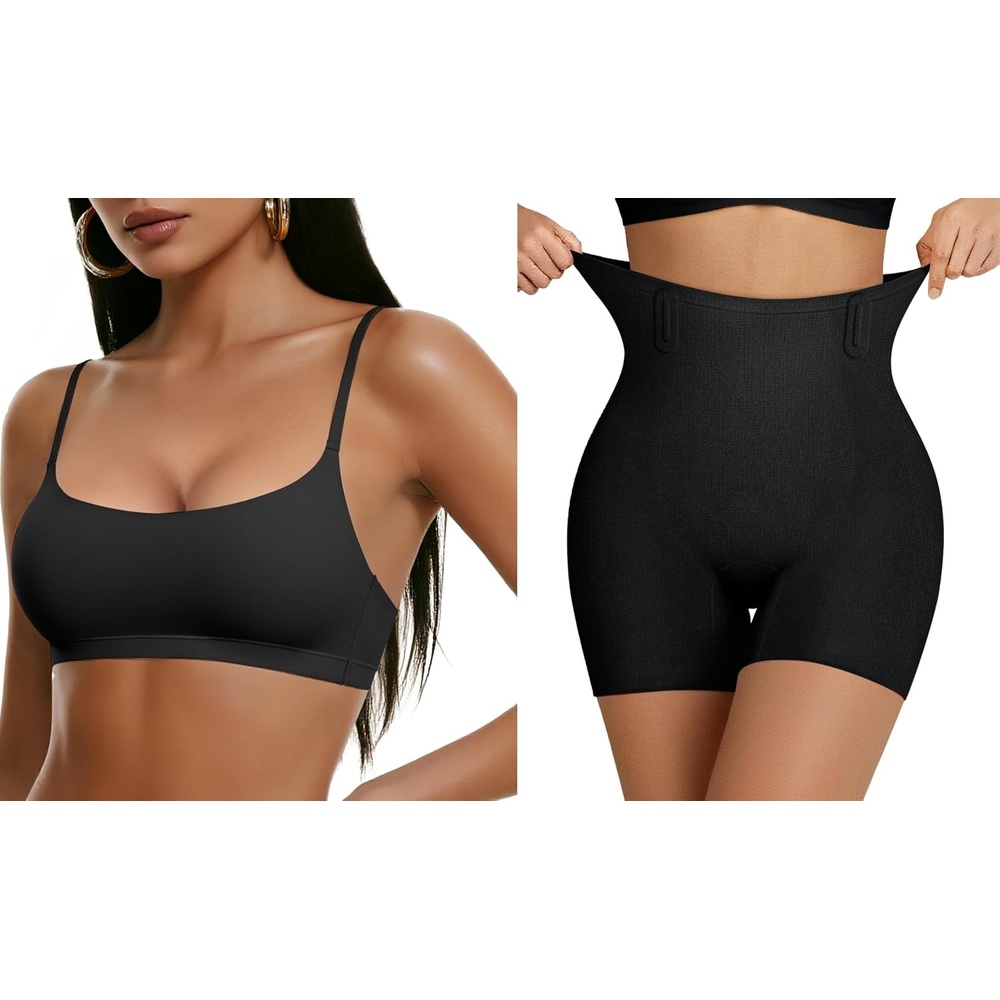 image:imageOEAK Women Tummy Control Shapewear Black SComfort Cami Bra Seamless Unlined Bralettes Black S