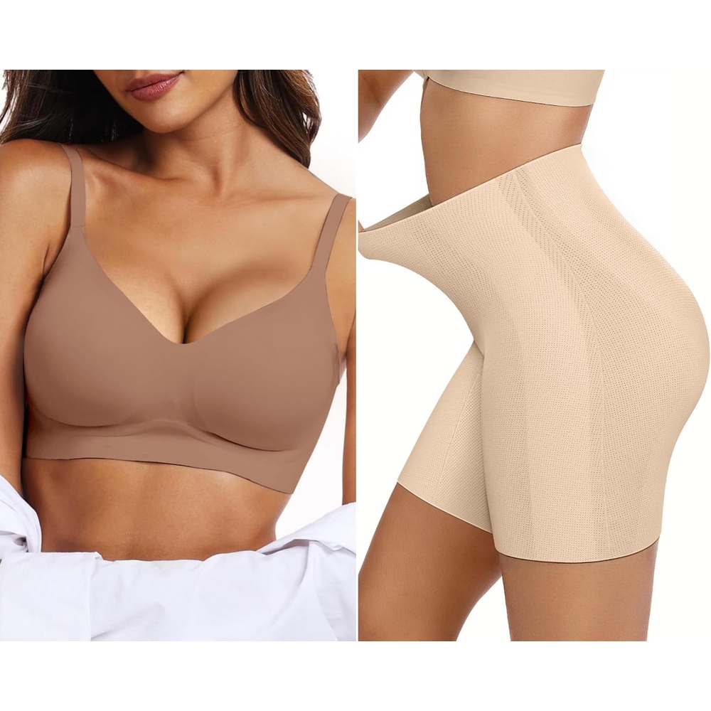 image:imageOEAK Womens Push Up Everyday Bras Coffee amp Tummy Control Shapewear for Women Seamless Nude L