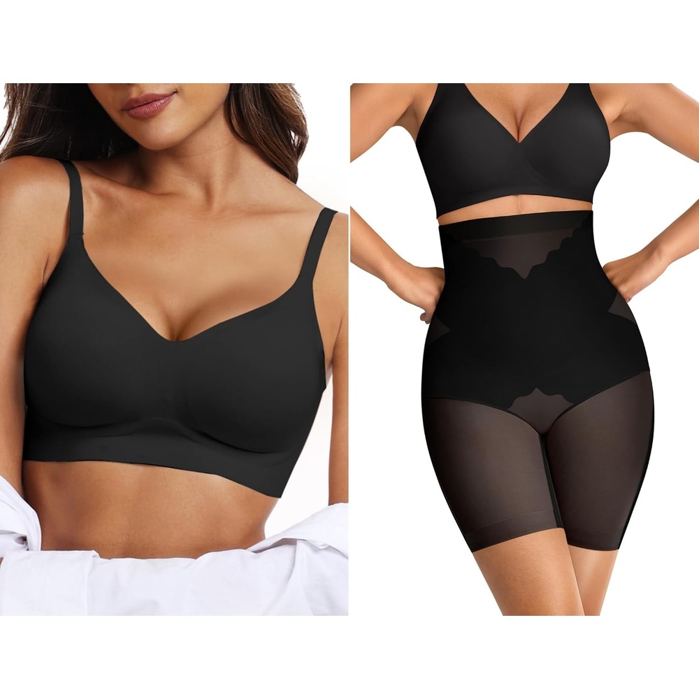 image:imageOEAK Womens Push Up Everyday Bras amp SuperPower Tummy Control Shapewear Black S