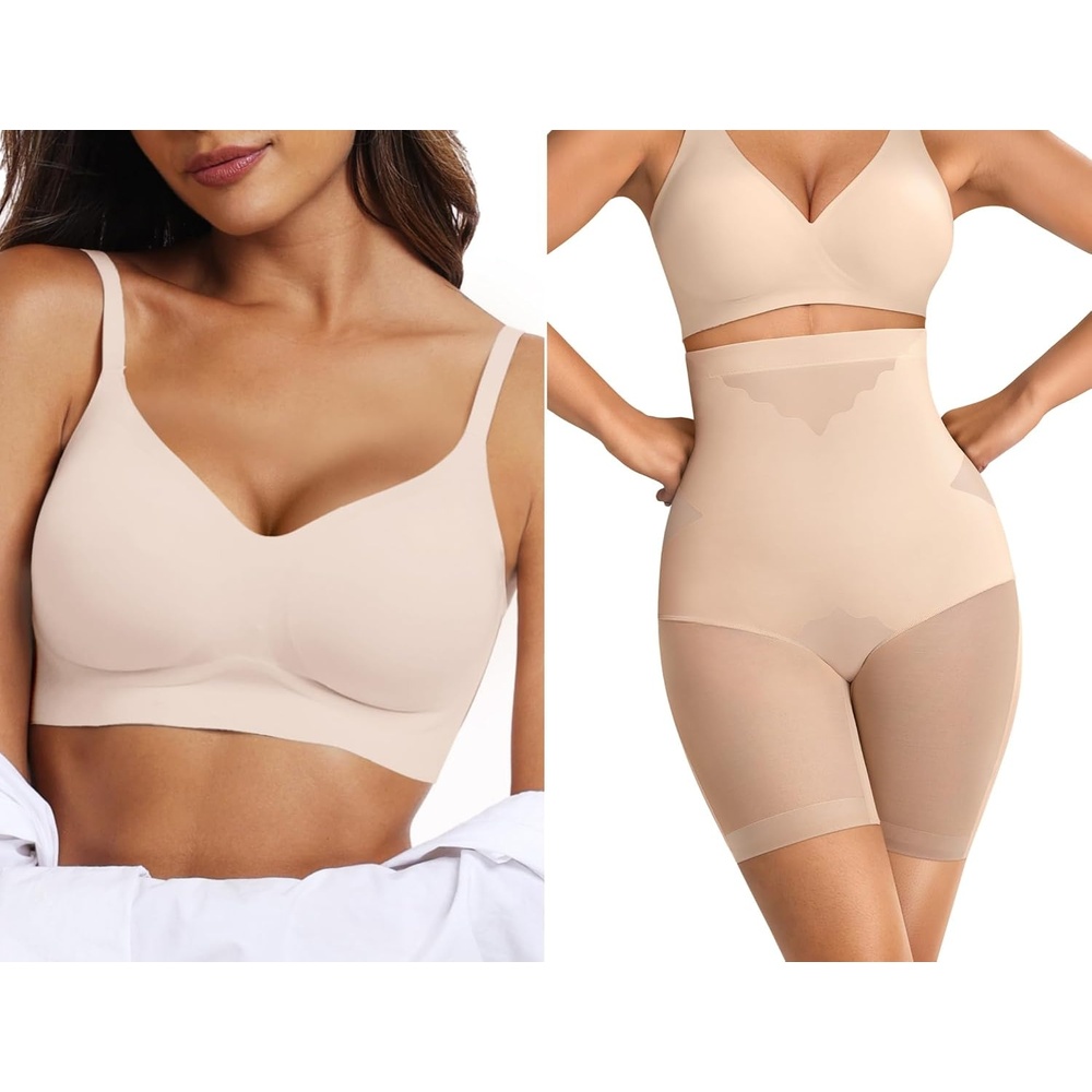 image:imageOEAK Womens Push Up Everyday Bras amp SuperPower Tummy Control Shapewear Nude S