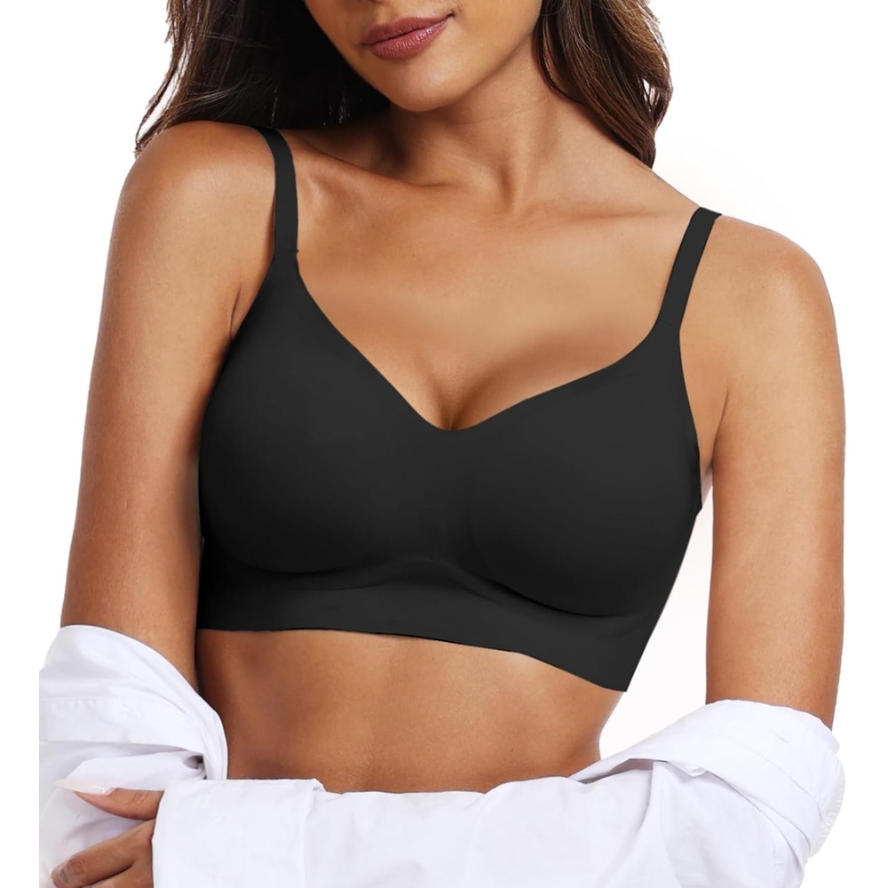 image:imageOEAK Womens Wireless Jelly Bras Comfortable Gel Bra Everyday Tshirt BrasBlack