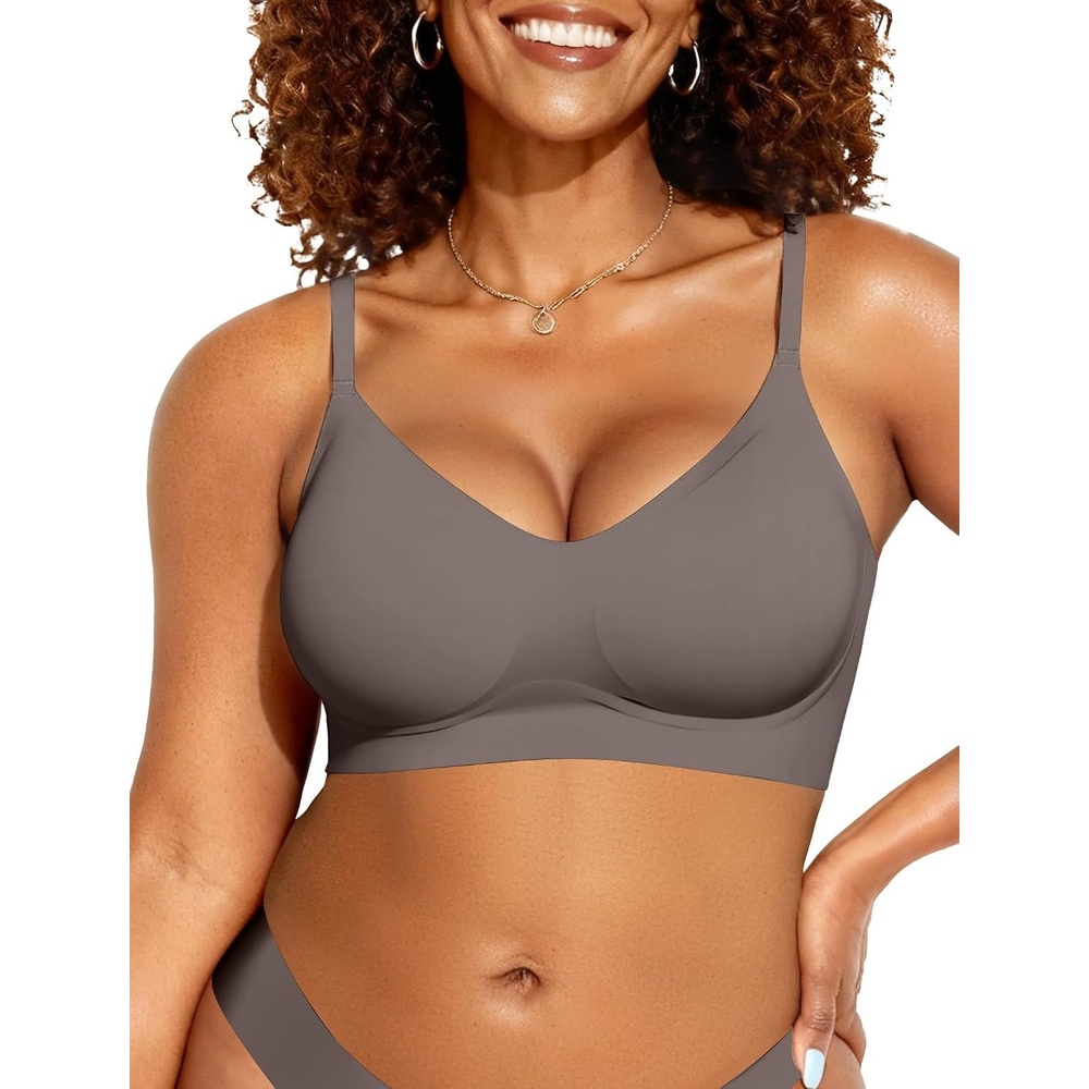 image:imageOEAK Womens Wireless Jelly Bras Comfortable Gel Bra Everyday Tshirt BrasGrey