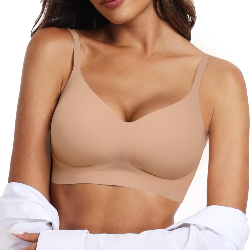 image:imageOEAK Womens Wireless Jelly Bras Comfortable Gel Bra Everyday Tshirt BrasPraline