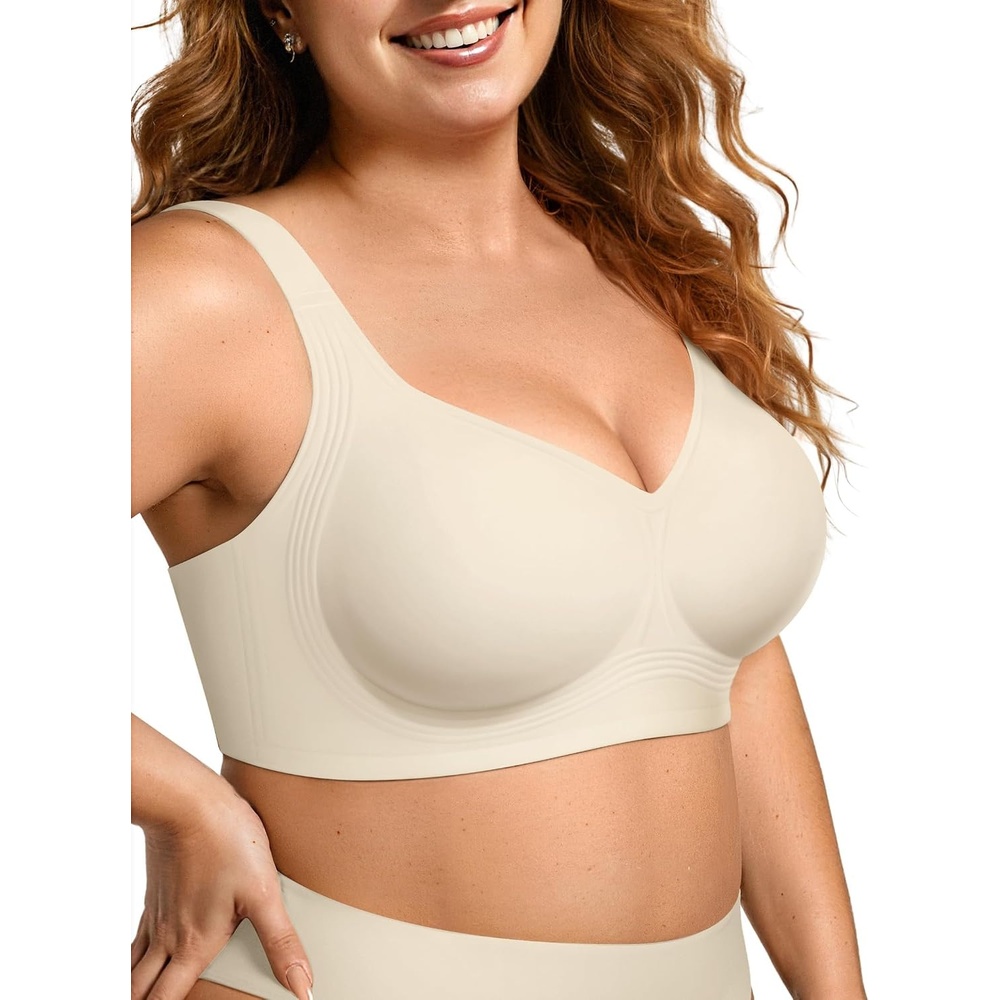image:imageOEAK Womens Wireless Jelly Bras Plus Size Support Push Up Comfortable BraBeige