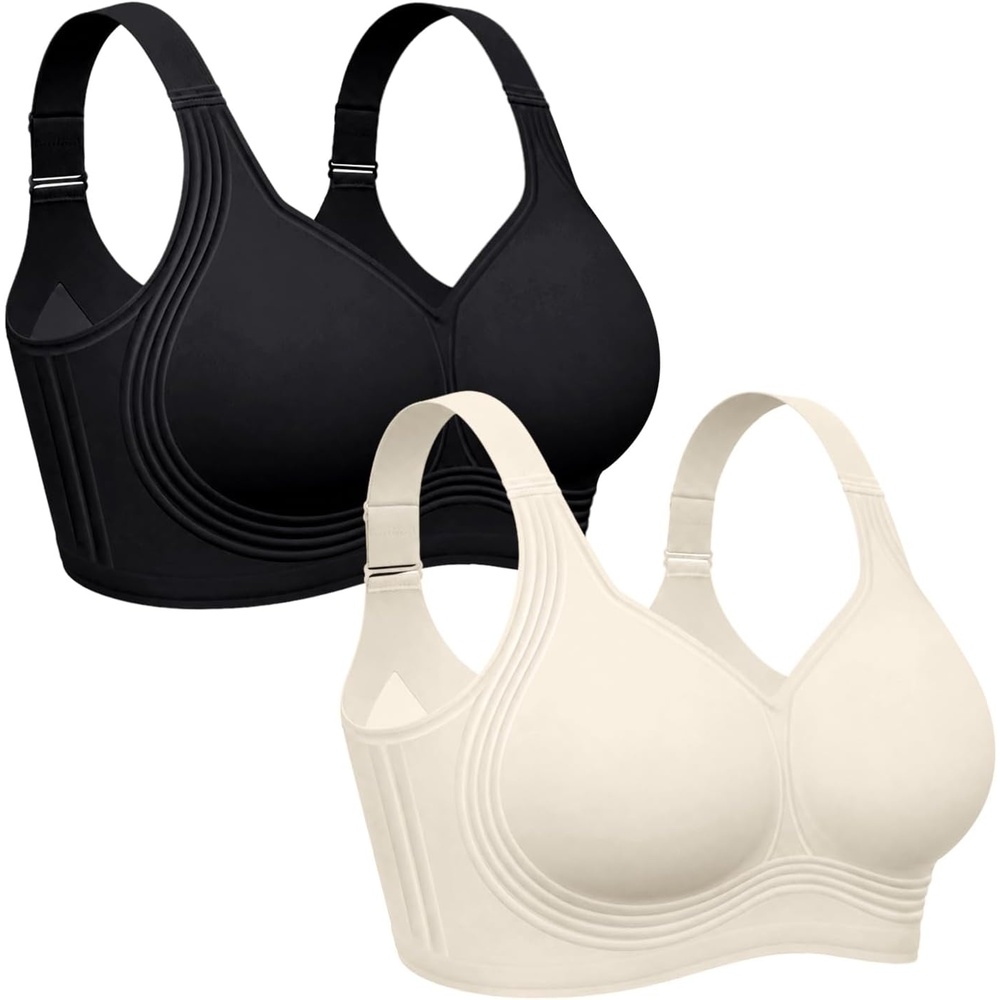 image:imageOEAK Womens Wireless Jelly Bras Plus Size Support Push Up Comfortable BraBlackcream White