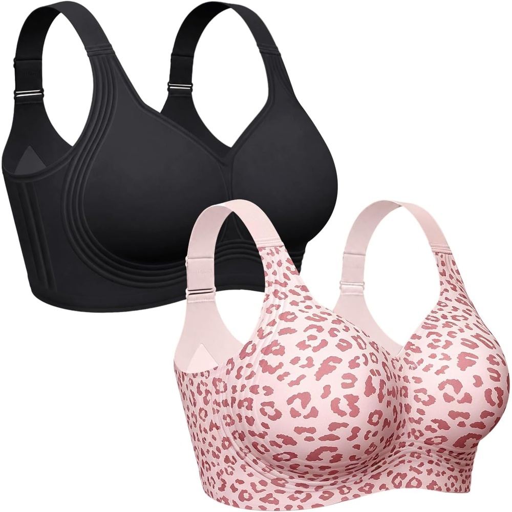 image:imageOEAK Womens Wireless Jelly Bras Plus Size Support Push Up Comfortable BraBlackleopard Pink