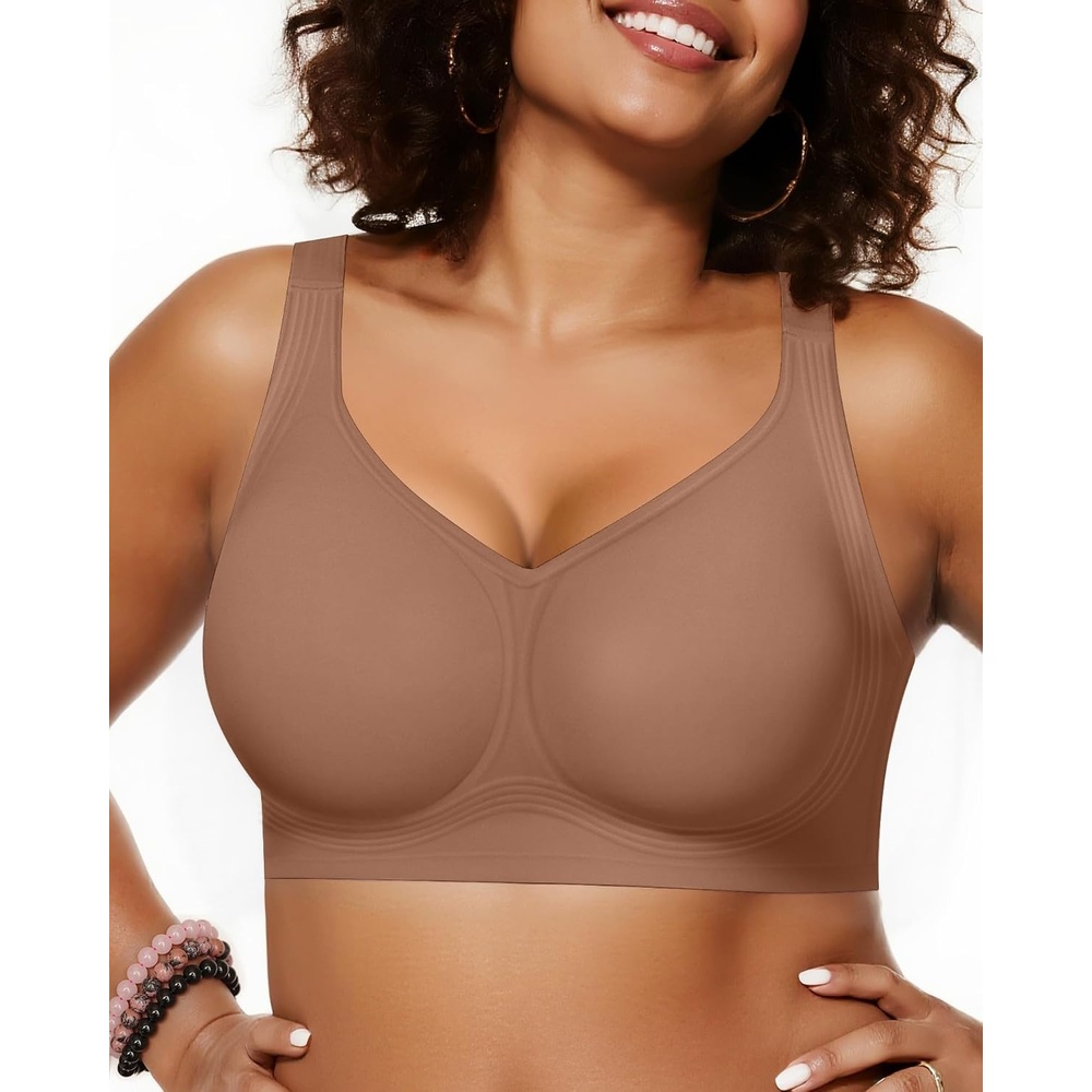 image:imageOEAK Womens Wireless Jelly Bras Plus Size Support Push Up Comfortable BraCoffee
