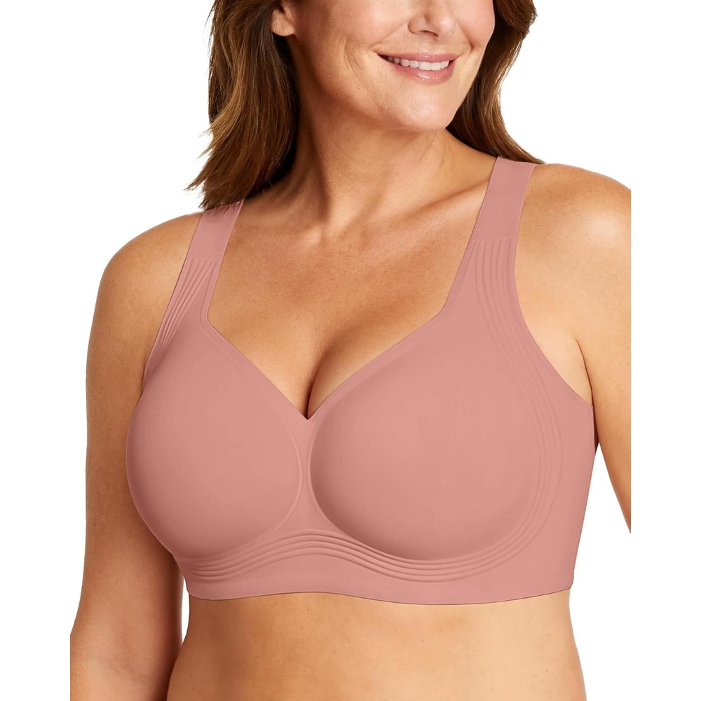 image:imageOEAK Womens Wireless Jelly Bras Plus Size Support Push Up Comfortable BraDusty Pink