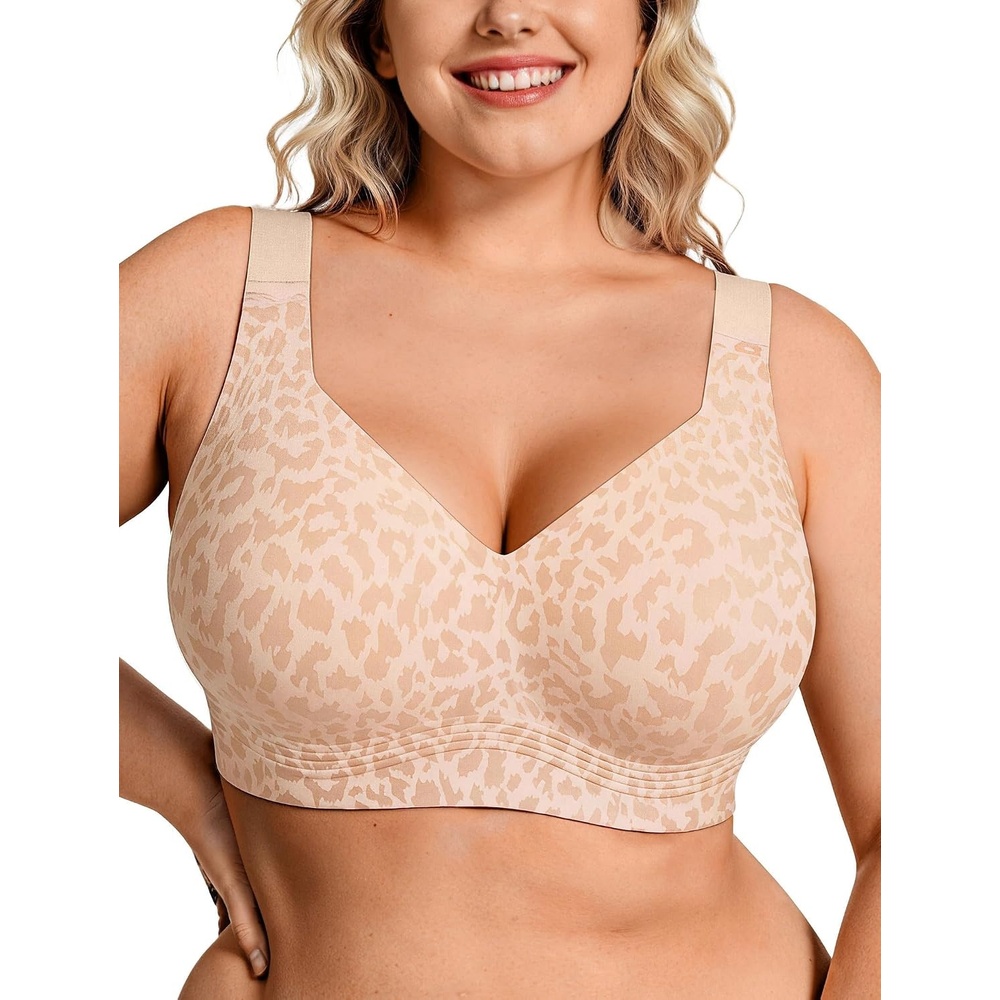 image:imageOEAK Womens Wireless Jelly Bras Plus Size Support Push Up Comfortable BraSkin Leopard