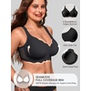OEAK Women Scalloped Push Up Bras Black L+Tummy Control Shapewear Thigh Slimmer Black L