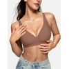 OEAK Womens Deep V Bras Wireless Bras Coffee & Tummy Control Shapewear for Women Seamless Nude L