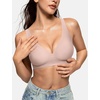 OEAK Womens Deep V Bras Wireless Bras & Tummy Control Shapewear for Women Seamless Nude L