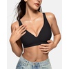 OEAK Womens Deep V Bras Wireless & Tummy Control Shapewear SuperPower Black M
