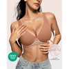OEAK Womens Jelly Bras Wireless Deep V Bralette Comfy Push Up Tshirt Bras(Airy Coffee)
