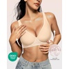 OEAK Womens Jelly Bras Wireless Deep V Bralette Comfy Push Up Tshirt Bras(Beige)