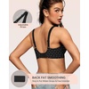 OEAK Womens Jelly Bras Wireless Deep V Bralette Comfy Push Up Tshirt Bras(Black Polka Dot)