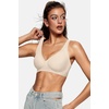 OEAK Womens Jelly Bras Wireless Deep V Bralette Comfy Push Up Tshirt Bras(Champagne)