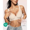 OEAK Womens Jelly Bras Wireless Deep V Bralette Comfy Push Up Tshirt Bras(Champagne)