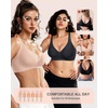 OEAK Womens Jelly Bras Wireless Deep V Bralette Comfy Push Up Tshirt Bras(Cool Black)
