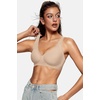 OEAK Womens Jelly Bras Wireless Deep V Bralette Comfy Push Up Tshirt Bras(Dark Beige)