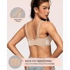 OEAK Womens Jelly Bras Wireless Deep V Bralette Comfy Push Up Tshirt Bras(Dark Beige)