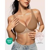 OEAK Womens Jelly Bras Wireless Deep V Bralette Comfy Push Up Tshirt Bras(Gravel Beige)