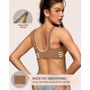 OEAK Womens Jelly Bras Wireless Deep V Bralette Comfy Push Up Tshirt Bras(Gravel Beige)