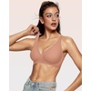 OEAK Womens Jelly Bras Wireless Deep V Bralette Comfy Push Up Tshirt Bras(Latte)