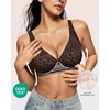 OEAK Womens Jelly Bras Wireless Deep V Bralette Comfy Push Up Tshirt Bras(Leopard Coffee)