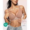 OEAK Womens Jelly Bras Wireless Deep V Bralette Comfy Push Up Tshirt Bras(Leopard Light-coffee)