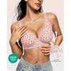 OEAK Womens Jelly Bras Wireless Deep V Bralette Comfy Push Up Tshirt Bras(Leopard Pink)