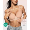 OEAK Womens Jelly Bras Wireless Deep V Bralette Comfy Push Up Tshirt Bras(Praline)
